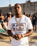 White 7oz Heavyweight "Demmi Godz Signature Logo Graphic" T-Shirt — Medium
