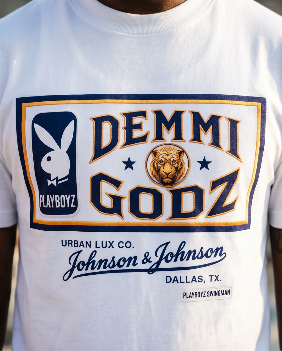 White 7oz Heavyweight "Demmi Godz Signature Logo Graphic" T-Shirt — Medium