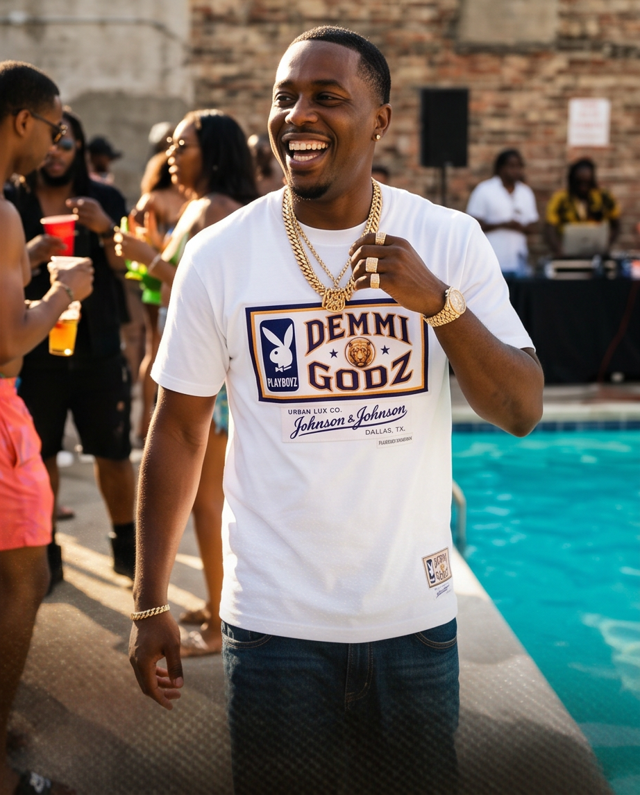 White 7oz Heavyweight "Demmi Godz Signature Logo Graphic" T-Shirt — Medium