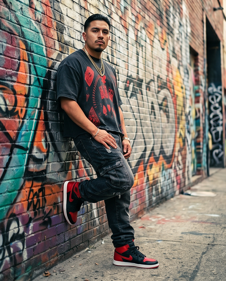 Oversized Snow‑Washed Men’s Crop Tee — Tattered Hem, XL | Streetwear One‑of‑a‑Kind — “Demmi Godz Card Game”