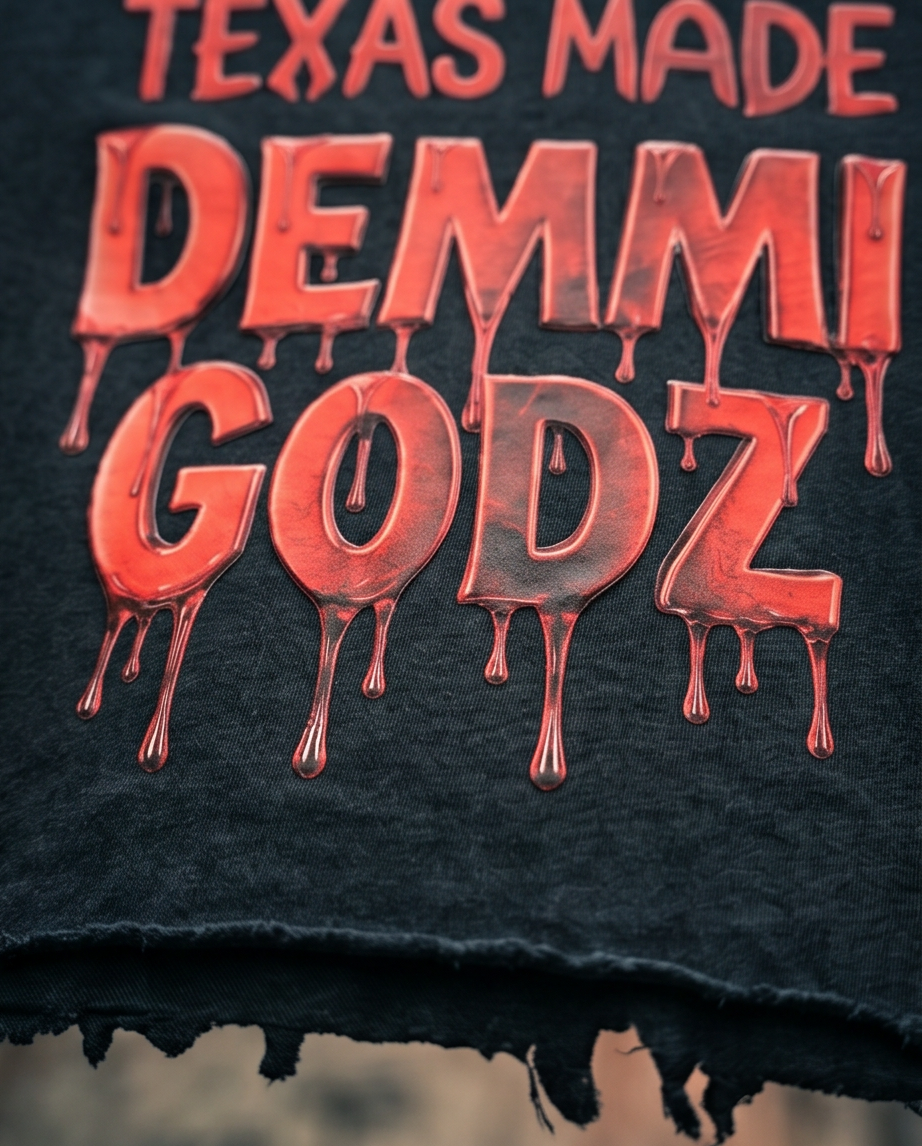 Oversized Snow‑Washed Men’s Crop Tee — Tattered Hem, XL | Streetwear One‑of‑a‑Kind — “Demmi Godz Card Game”