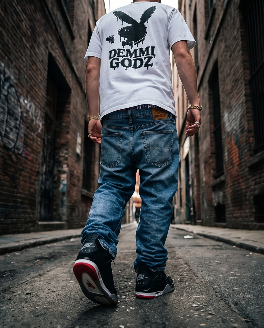 "The Playboy" White Heavyweight 7oz T‑Shirt — Small (One‑of‑a‑Kind)