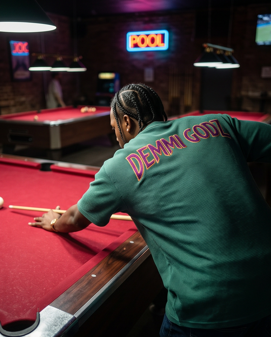 Green Mineral‑Washed Oversized Waffle Knit Tee — XLarge | Signature Hustler Drank Cup (One‑of‑a‑Kind)