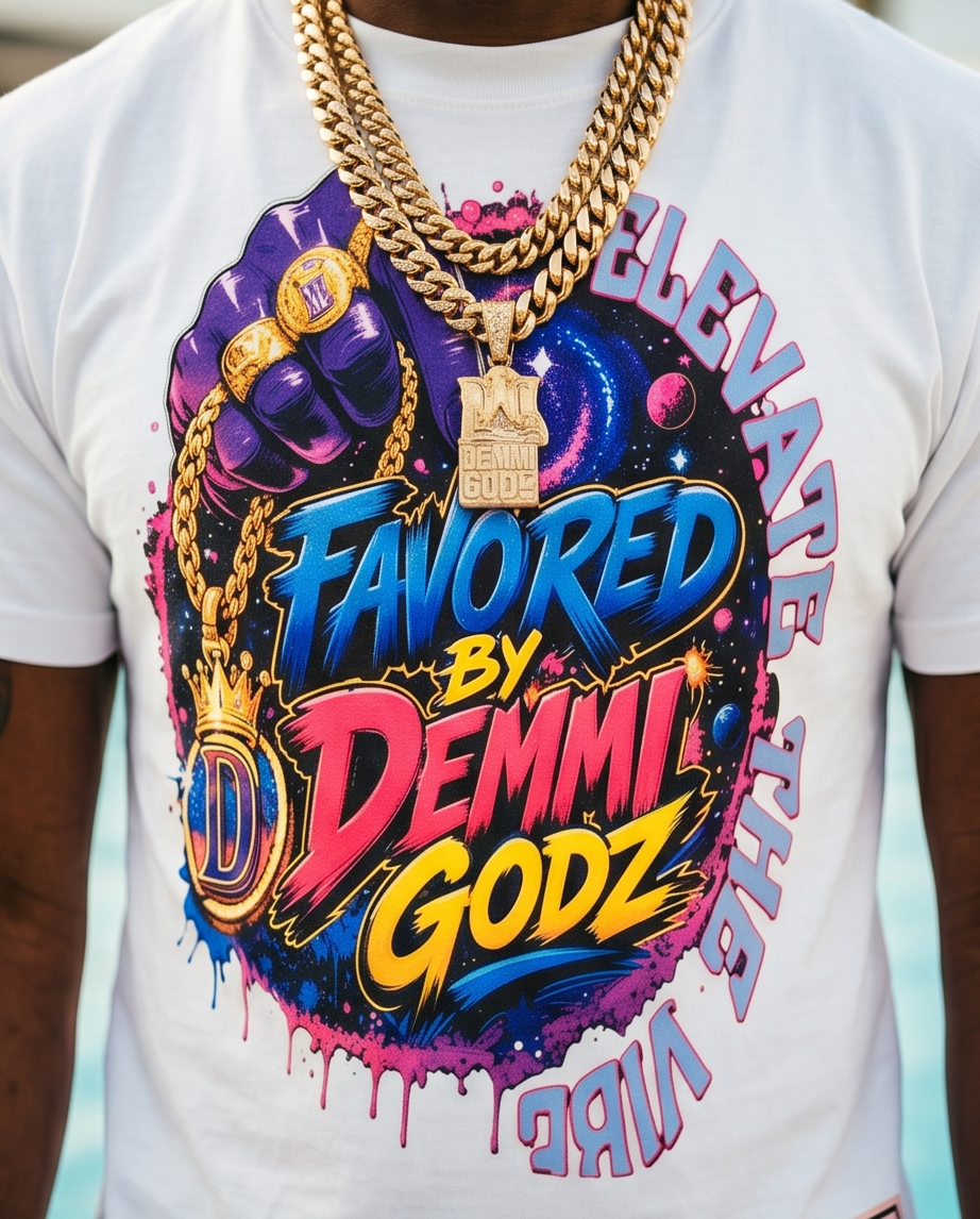 White Heavyweight 7oz T‑Shirt — Small | Streetwear One‑of‑a‑Kind “Flavored By Demmi Godz”