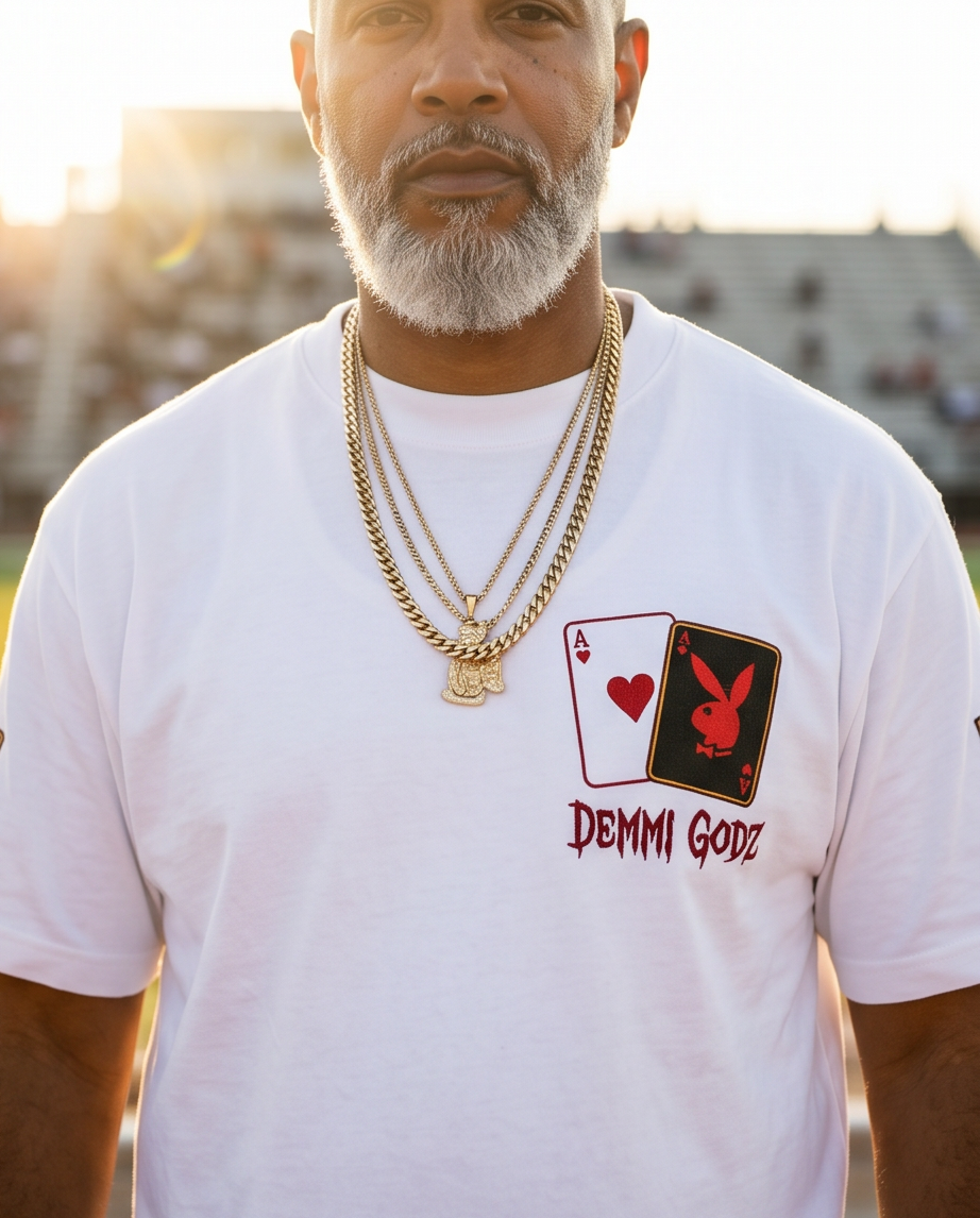 "Texas Made Aces" — White Heavyweight 7oz T-Shirt (2XL) — Streetwear One-of-a-Kind