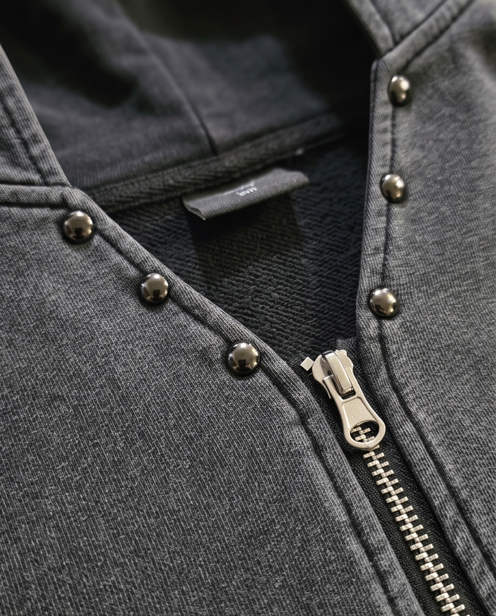 Vintage Oversized Hoodie - Washed Cut-Off Zipper with Tattered Hem 2XL Streetwear Style - Demmi Godz Clothing Company