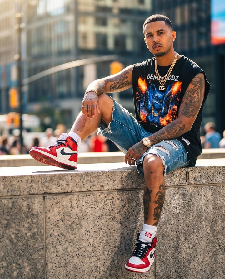 "Gangster Gremlin" — Black Vintage Washed Tank Top, XL (Streetwear, One-of-a-Kind)