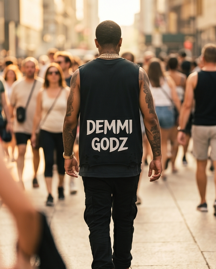 "Gangster Gremlin" — Black Vintage Washed Tank Top, XL (Streetwear, One-of-a-Kind)
