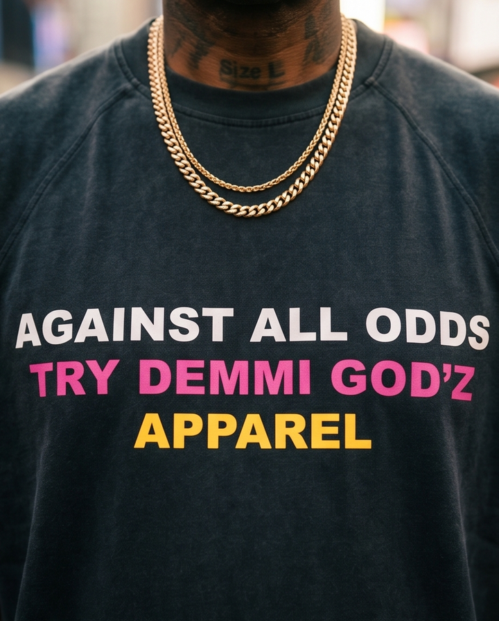 "Above All Odds" — Black Vintage Washed Cut-Off Tee, Distressed Sleeves, Size L (One‑of‑a‑Kind)