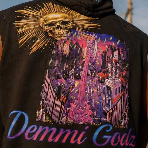 Oversized Black Vintage-Wash Hoodie Tank with Cut-Off Sleeves – 2XL Drank Baby Graphic for Ultimate Stylish Comfort