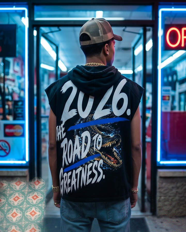Oversized Vintage Hoodie Tank Top - Black Vintage-Wash 2XL with Built Different Graphic | Urban Streetwear