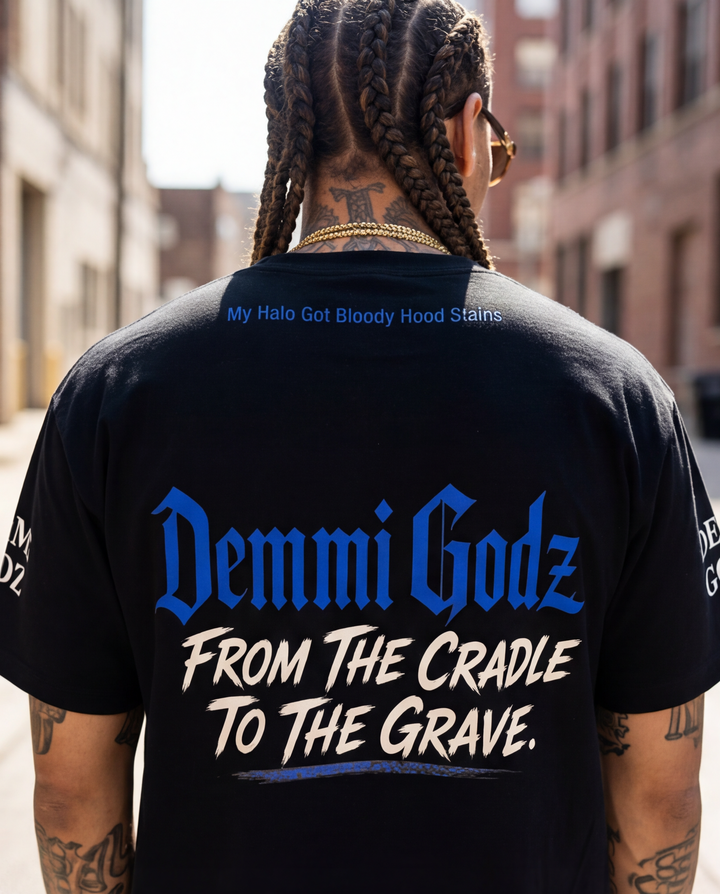 Back view of the black XL heavyweight 7oz streetwear t-shirt showing the clean fabric layout and premium shoulder-to-shoulder stitching.