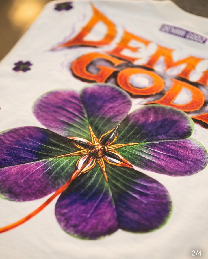 Close-up macro shot of the premium heavyweight 7.5oz cotton texture and clean stitching on the back shoulder of an Off-White one-of-a-kind cropped streetwear tee.