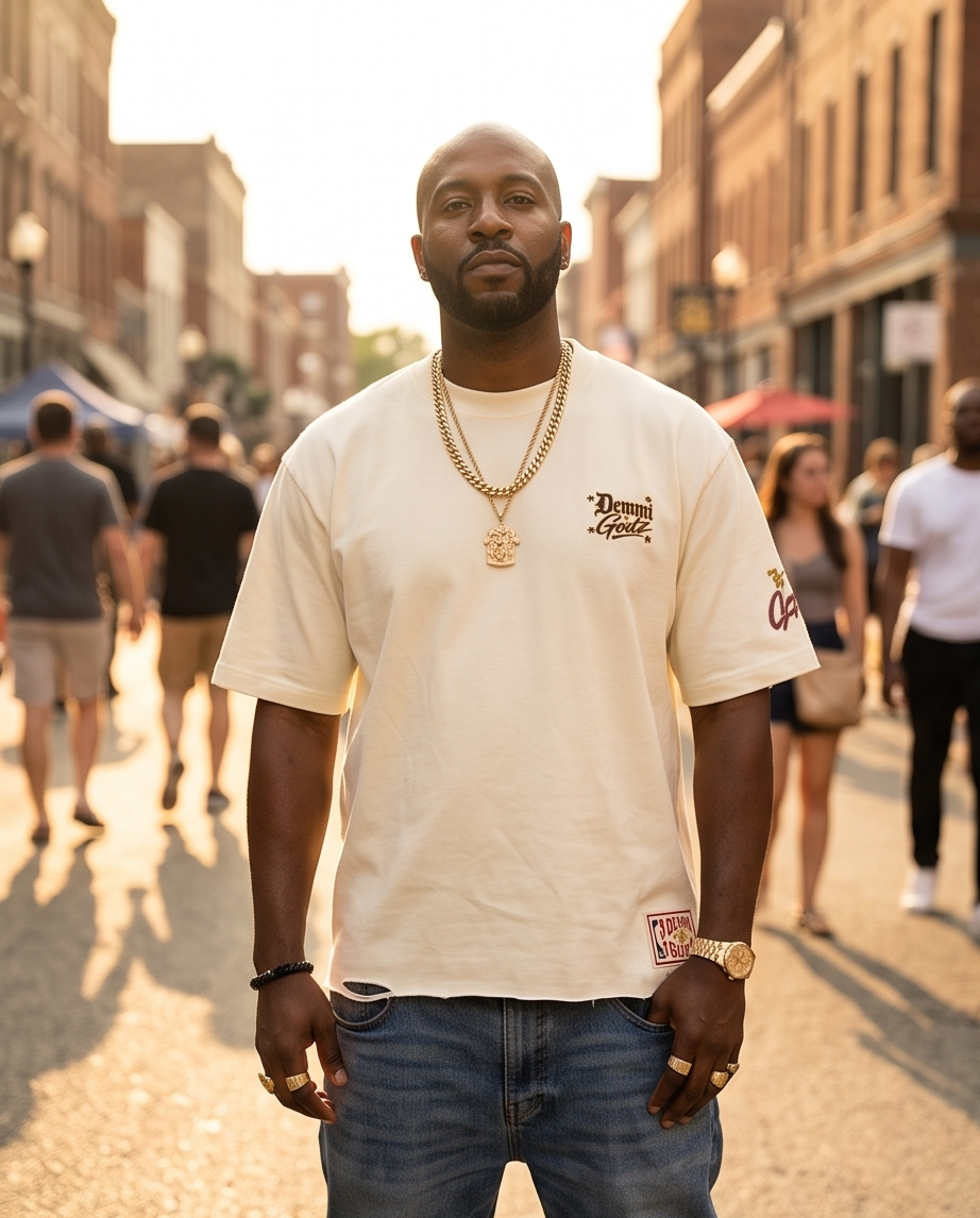 Front view of a black Off-White oversized cropped streetwear t-shirt featuring a large white and blue &