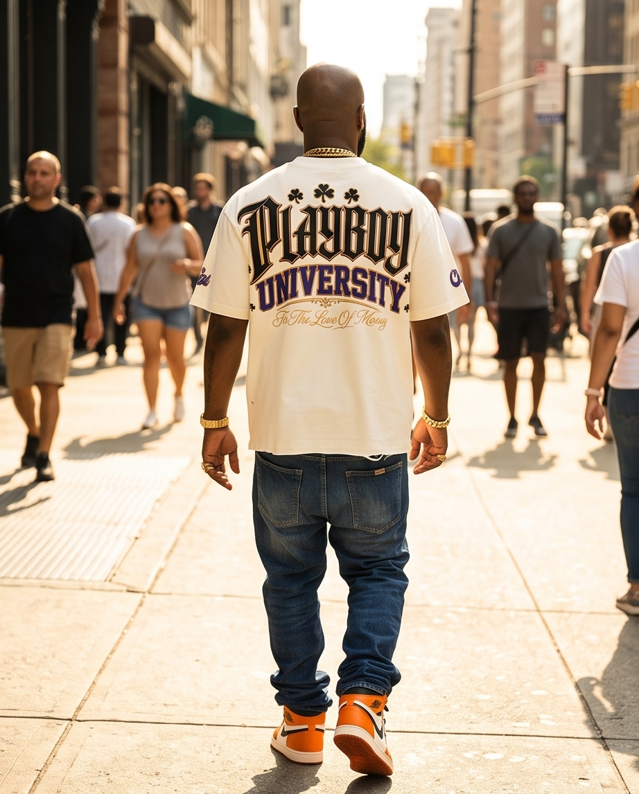 Full back view of the black Off-White oversized cropped t-shirt, showing the clean, minimalist design and the signature raw, tattered hemline along the bottom.