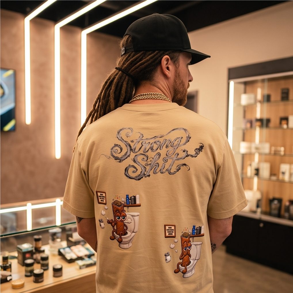 Full back view of the Desert Beige heavyweight oversized cropped tee, showing the clean, minimalist drape and structural boxy silhouette.