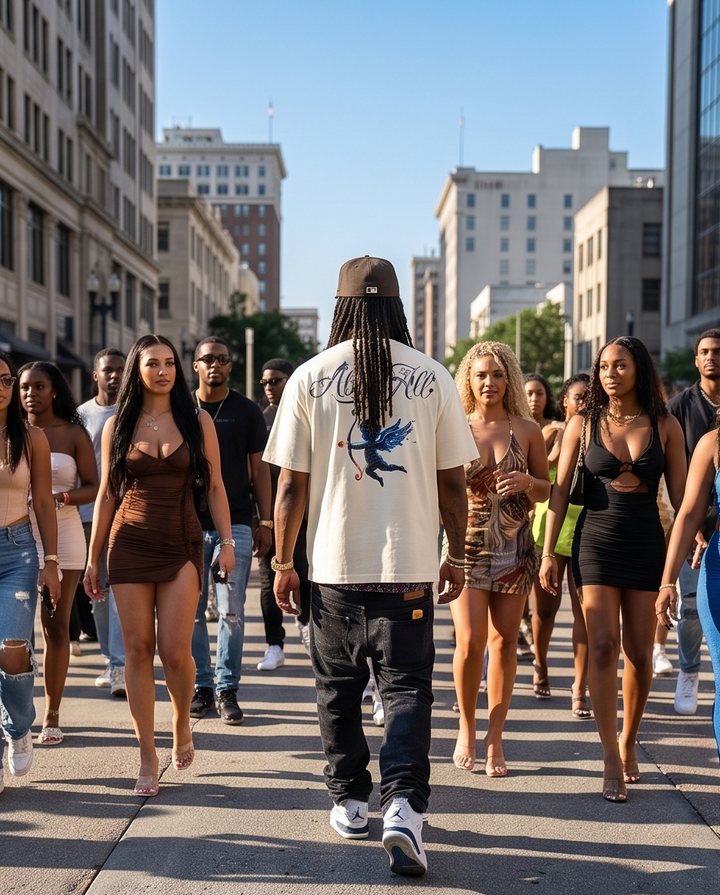 Back view of the Off-White heavyweight cropped black t-shirt in size Medium, highlighting the clean fabric structure and oversized shoulder drape.