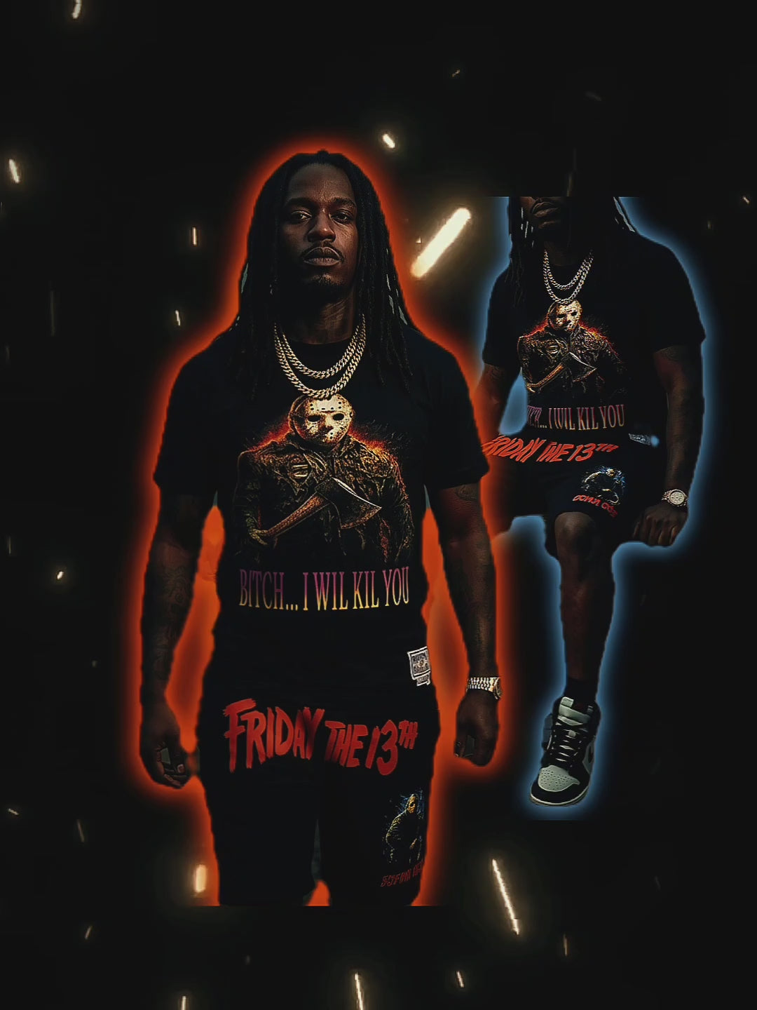 Jason Friday the 13th Urban Casual Wear Shirt Set - Urban Shirt &amp; Short Set (XLarge)