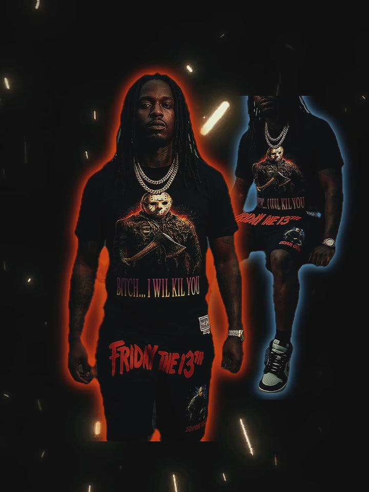 Jason Friday the 13th Urban Casual Wear Shirt Set - Urban Shirt &amp; Short Set (XLarge)